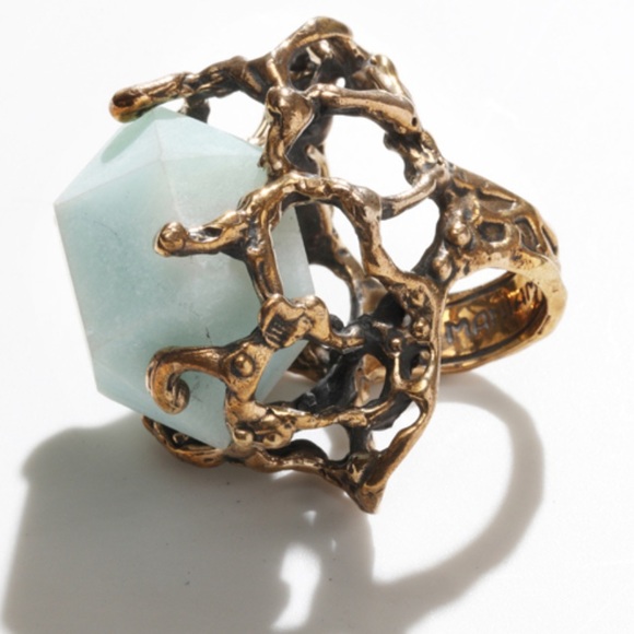 Rare Mania Mania bronze amazonite immortals brutalist stone crystal quartz ring - Picture 2 of 14